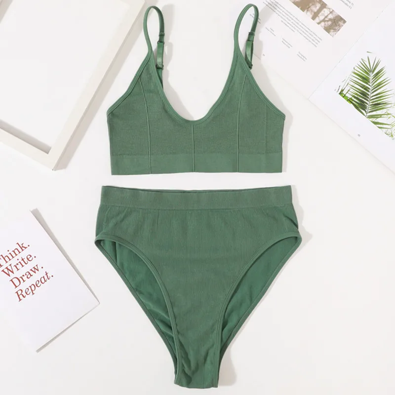 panty sets 2PCS Women Bra Set Deep V Lingerie Set Seamless Bra Backless Bralette Female Underwear Sexy Bra Top Women Brassieres Panties Set bra panty sets
