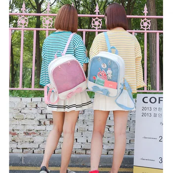

Cute Bow Women Backpack Clear Ita Transparent Women Backpack Mini PU Leather Schoolbags For Teenage Girls Schoolbag Fashion 2018