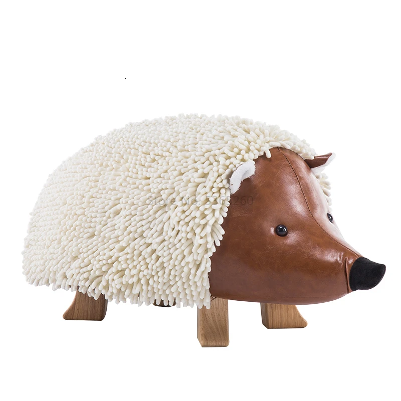 

Originality Solid Wood Footstool Hedgehog Stool Chenille Leather Stool Sofa Stool Short Doorway Recruit Wealth Expensive Shoe
