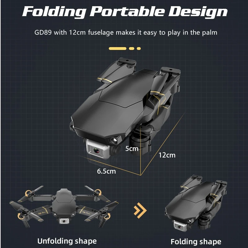 Новинка 2020 Дрон 4K GD89 с камерой HD игрушки для удержания высоты FPV Радиоуправляемый