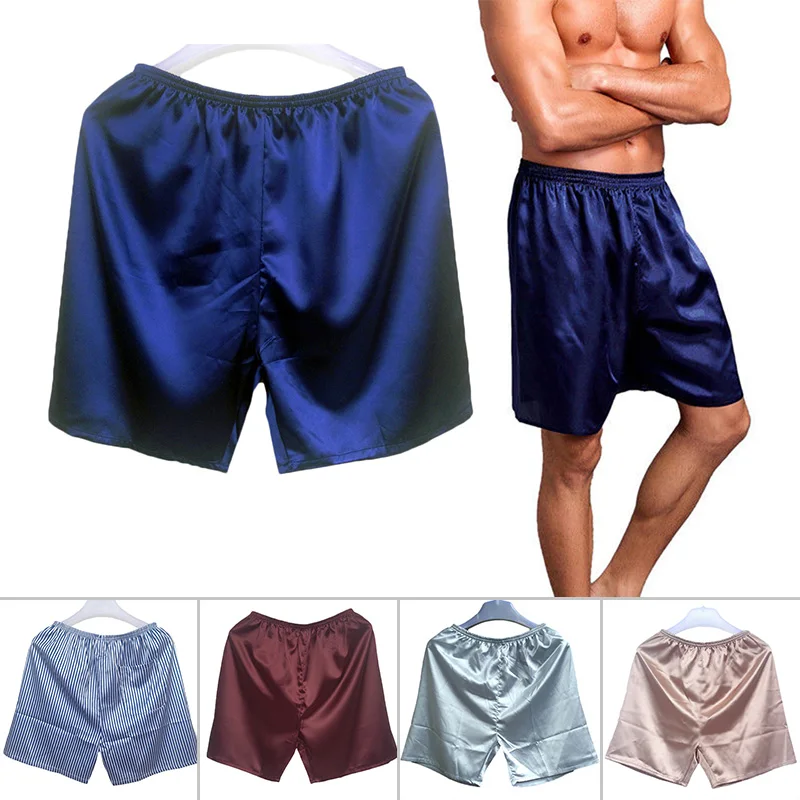 designer boxer shorts Men's Satin Silk Five-point Shorts Loose Pajamas Classic Solid Boxer Panties Beach Pants L-3XL Underwear Short Men Sleepwear mens boxers