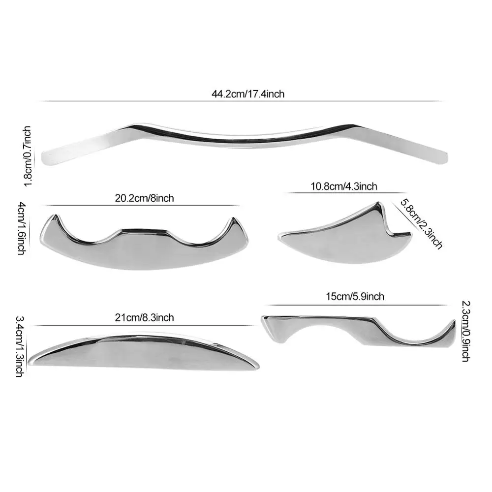 5 шт. медицинский класс из нержавеющей стали Gua Sha очищающий массажер инструменты Myofascial релиз набор для мягкой ткани мобилизация терапия