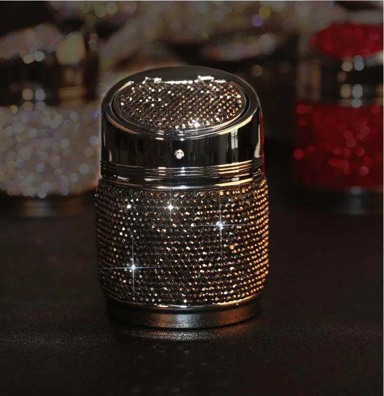 1 шт. автомобильный Пепельница интерьерный аксессуар Универсальный Металлический алмаз Замена - Название цвета: Черный