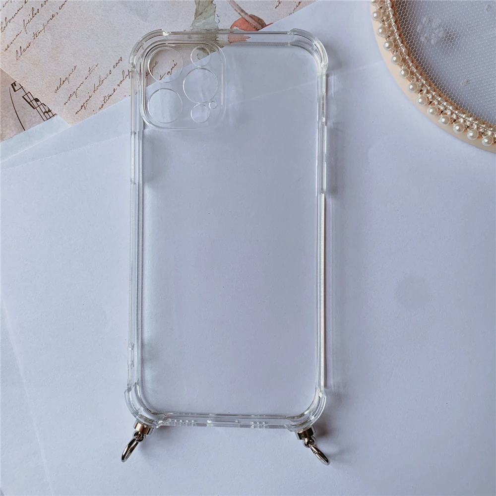 Transparent Shockproof Phone Case with Metal Ring and Soft Four-Corner Back Cover