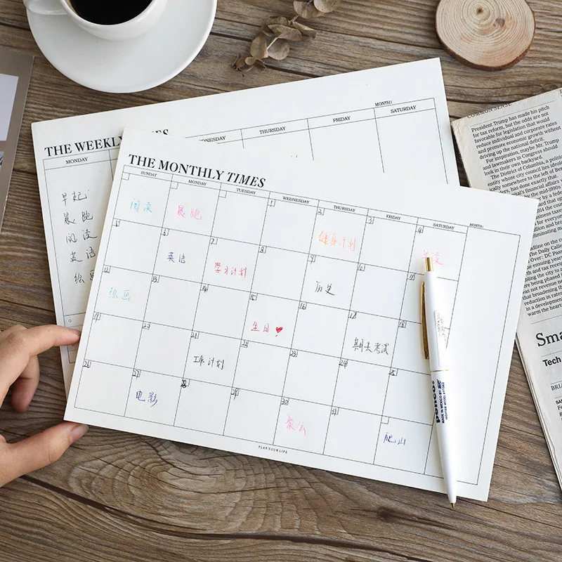 

Monthly&Weekly Planner Table Portable Notebook Diary Agenda Memorandum for School Office Notepads Stationery Stationery Memo