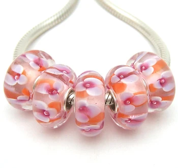 

JGWG2301 5X 100% Authenticity S925 Sterling Silver Beads Murano Glass beads Fit European Charms Bracelet diy jewelry Lampwork