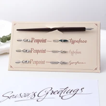 Античный деревянный готический комплект перьев для письма с 6 Nibs почерк каллиграфия медная ручка набор мультяшная ручка набор