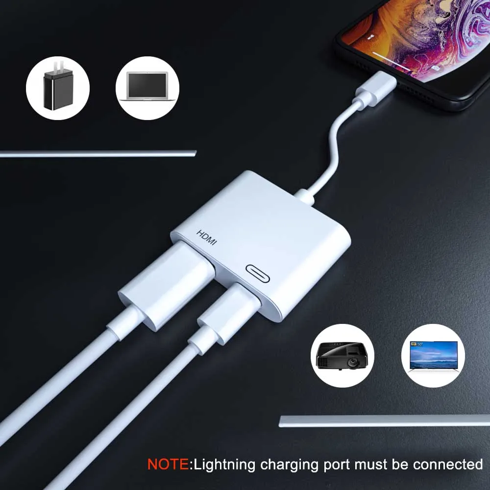 Новейший адаптер lightning HDMI цифровой AV кабель до 1080P коннектор HD для Iphone X/Xs/7/8/Ipad Air| |