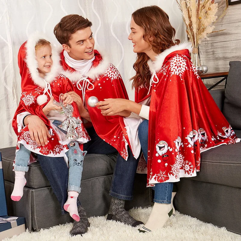 Рождественская семейная одежда Красная шаль с рисунком Санта Клауса модное Стильное Рождественское украшение