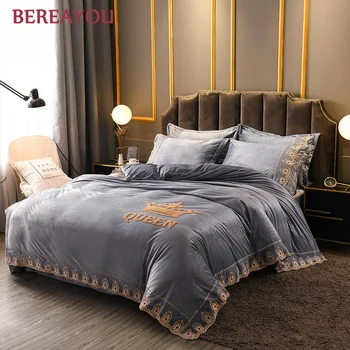 

Warm Bedding Sets Luxury Flannel AB side Thick Winter Comforter Single Double King Duvet Cover Pillowcase jogo de cama solteiro