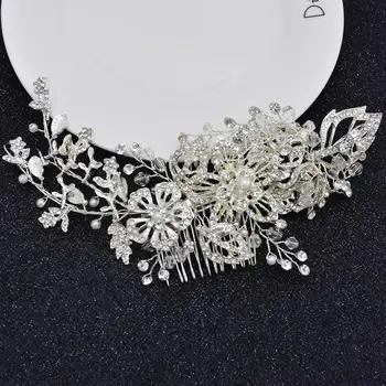 

Luxurious Pearl Crystal Wedding Hair Combs Hair Accessories for Bridal Flower Headpiece Women Bride Hair ornaments Jewelry