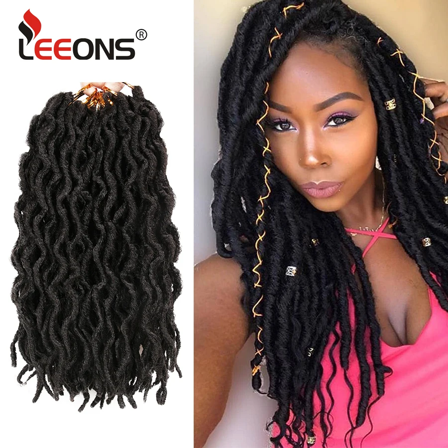 Leeons Faux Locs плетеные волосы Синтетические длинные Nu вязаные для женщин Kanekalon