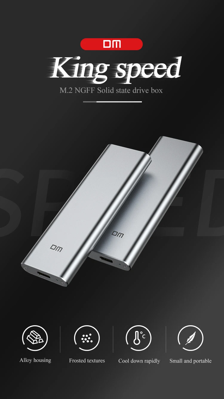 DM M.2 NGFF на TYPE C 3,1 внешний жесткий диск SSD корпус для M.2 SATA SSD USB 3,1 2230/2242/2260/2280