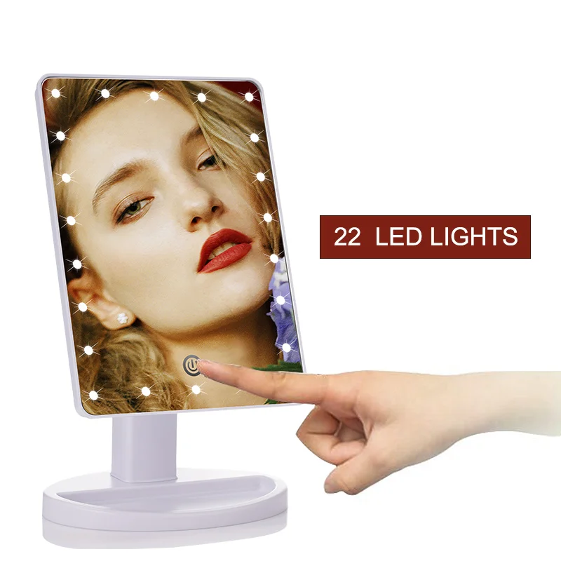 

ROSALIND Makeup Mirror Touch Screen Illuminated 22 LED Light 10X Wall Table Desktop Vanity Mirror Adjustable Batteries Cosmetics