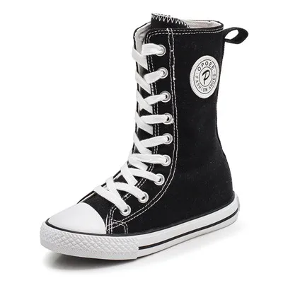 Дети Schoenen Meisjes Kinderen Hoge парусиновые кроссовки Schoenen Jongen, тренеры, обувь на каждый день, Schoenen Lente Herfst - Цвет: Черный