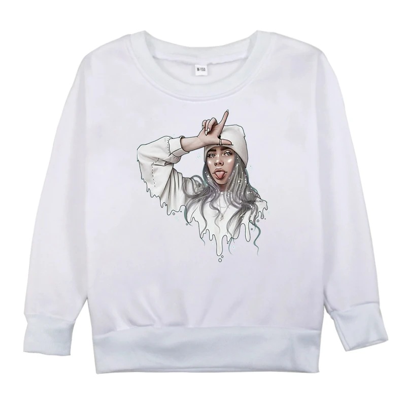 Hoodies 1 Новинка года; толстовки для маленьких девочек; сезон зима-весна-осень; детские толстовки с капюшоном; Billie Eilish; толстовка с длинными рукавами; детская футболка; одежда - Цвет: Hoodies 1