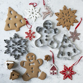 

2020 Cookie Moulds 3D Fondant Christmas Snowflake Biscuit Cutter Stainless Steel Pastry Accessories DIY Gingerbread Cookie Tools