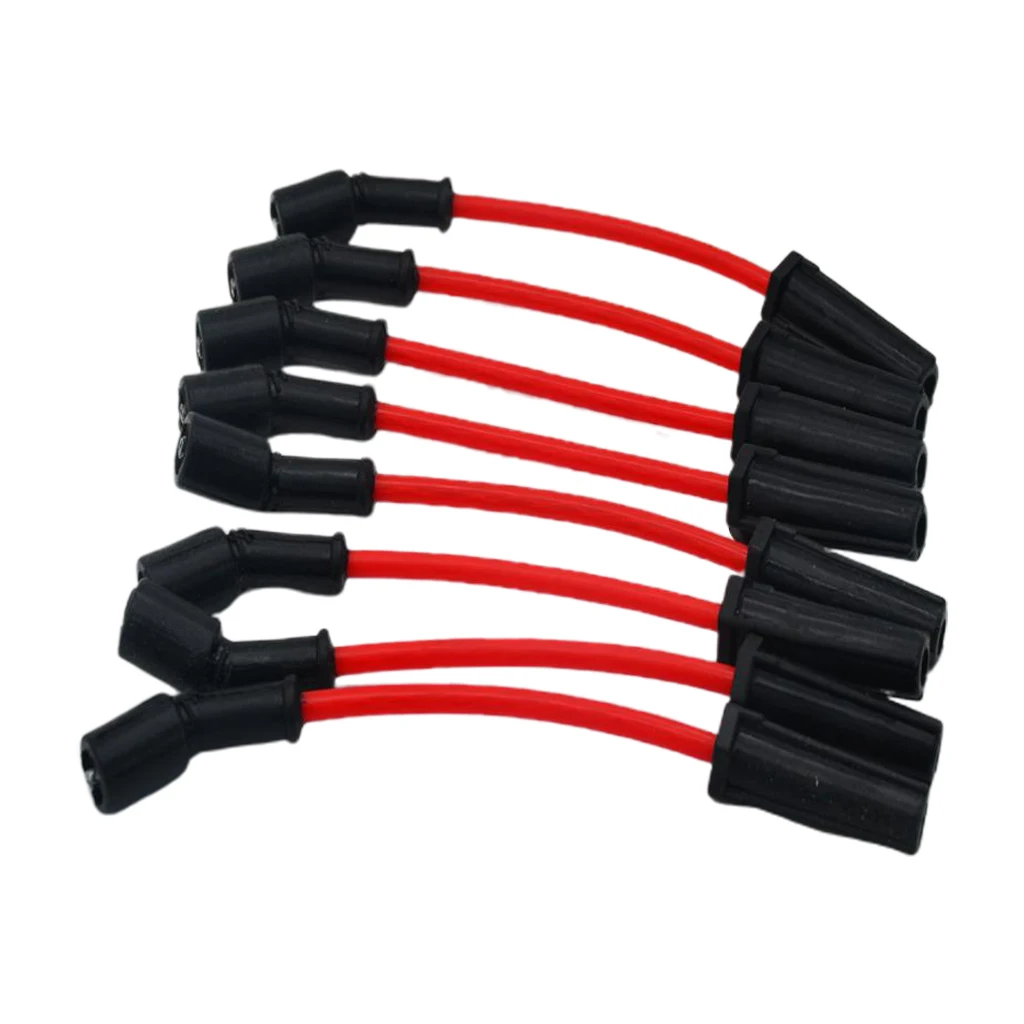 8 Pieces Ignition Spark Plug Wire Set Red for Chevrolet LS1 LS2 LS4 Car Auto