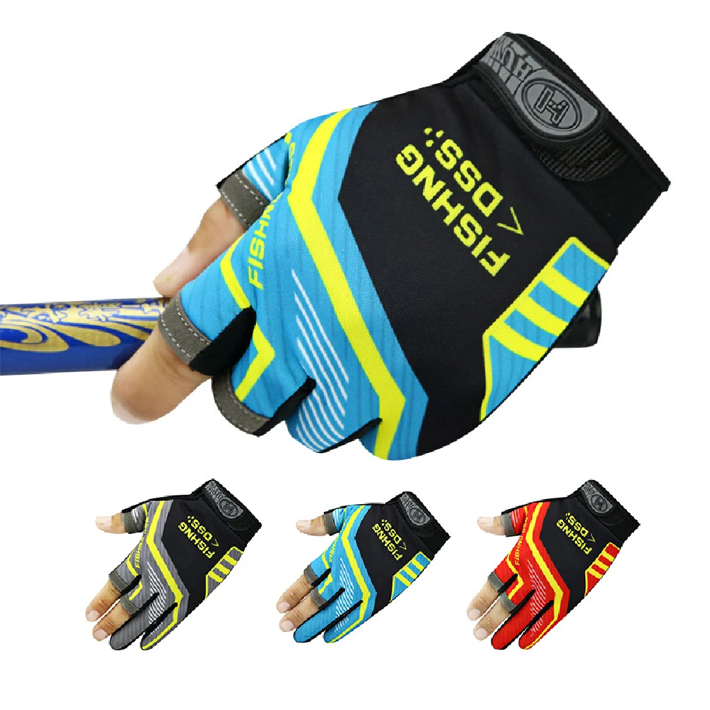 Guantes de pesca con corte de tres dedos para hombre, herramienta antideslizante, guantes para pesca al aire libre, guante de elasticidad, accesorios de pesca, buscador de peces