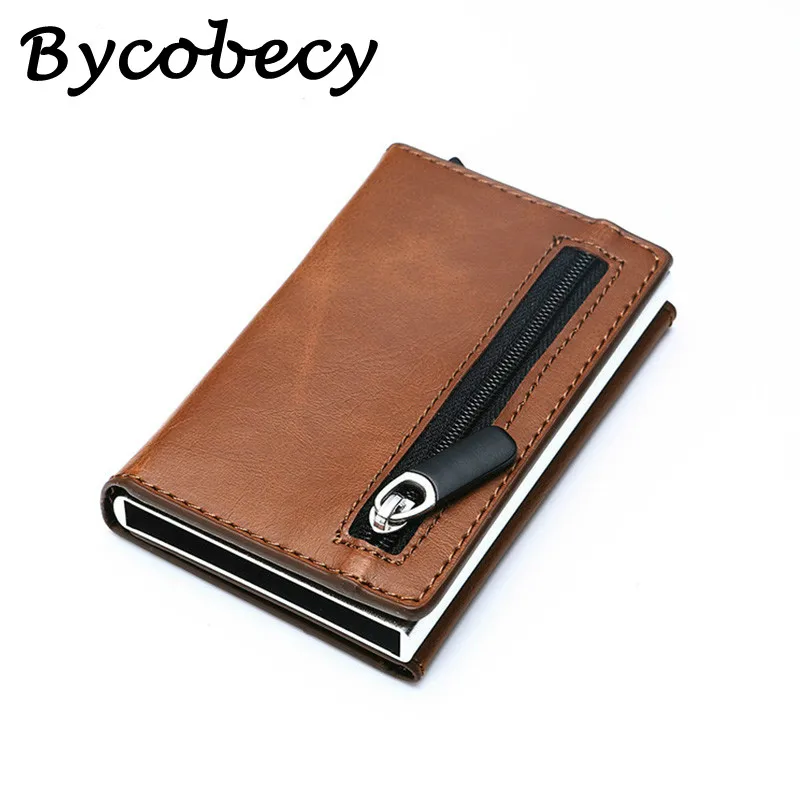 

Bycobecy Rfid Smart Wallet Credit Card Holder Metal Thin Slim Men Wallets Pass Secret Pop Up Minimalist Wallet Small Coin Purse