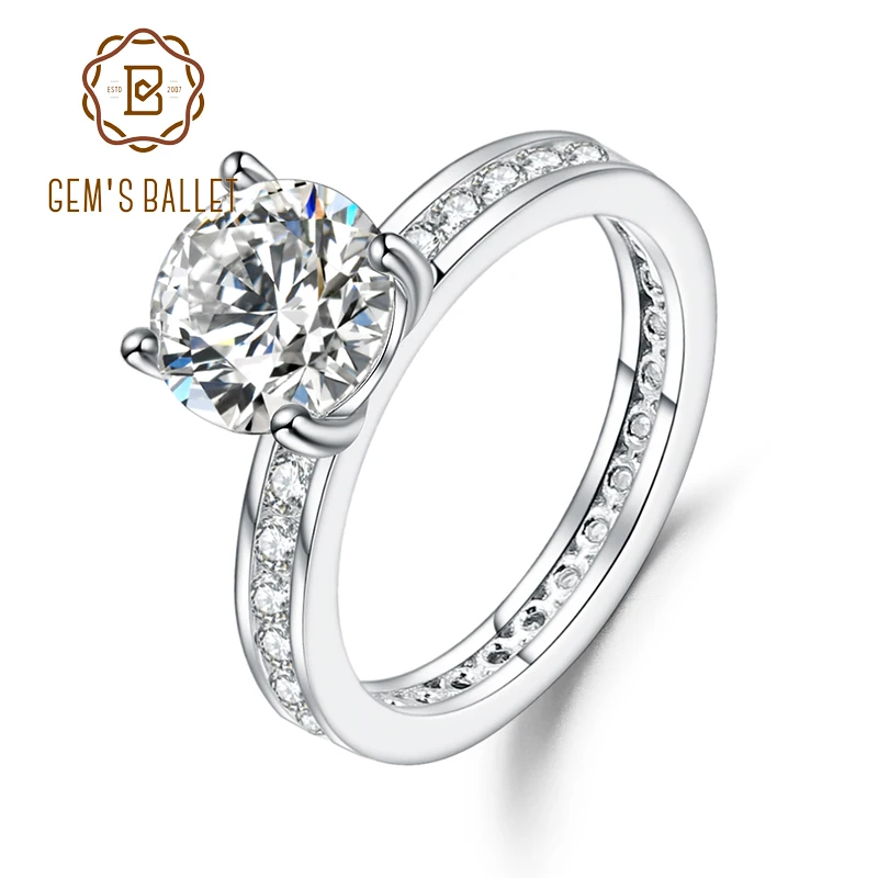 GEM'S балет 925 пробы серебро 2.00Ct 8 мм EF цвет Муассанит Свадебные обручальные кольца для женщин ювелирные изделия Bijoux