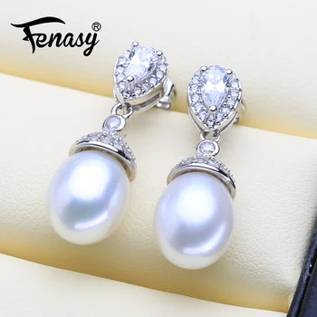 

FENASY Drop Earrings Bohemian Natural Pearl Earrings For Women 925 Sterling Silver Exquisite Wedding Accessories Long Earrings
