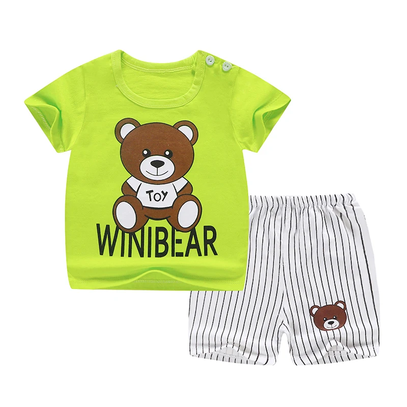 Футболка+ короткие штаны, хлопковые комплекты одежды для маленьких мальчиков и девочек, одежда для новорожденных, костюмы для детей от 12 месяцев до 5 лет, комплект из 2 предметов - Цвет: K021