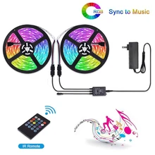 DCOO RGB Light Strips 32.8FT 5M/10M 20Key Music Sync Color Changing Rope Light SMD 3528 LED IR Remote Controller Flexible Strip