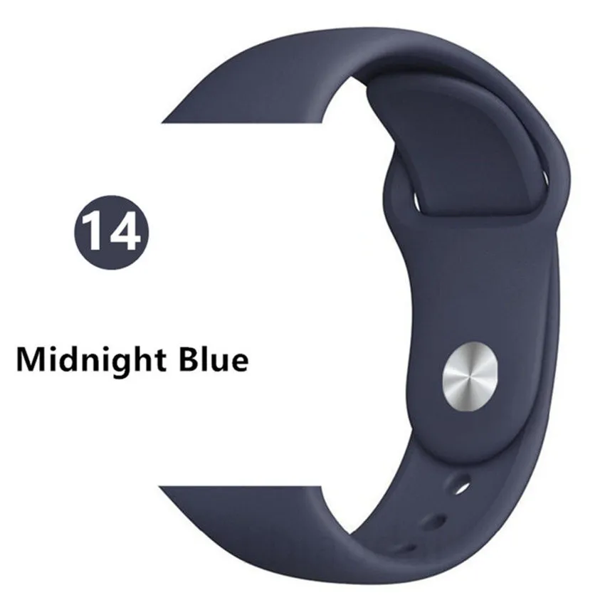 Midnight Blue Новинка, стильный ремешок для Apple Watch, ремешок 38 мм, 42 мм, умные силиконовые зеленые часы, горячая распродажа, спортивный ремень, браслет, ремешок для часов - Цвет: Midnight Blue