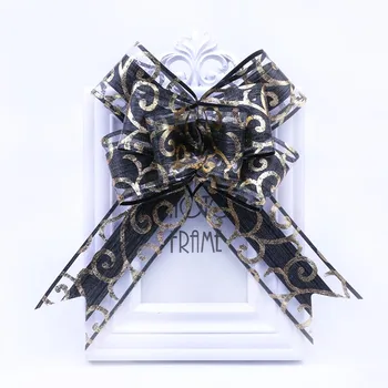 

Bronzing Bow Ribbon 10Pcs / Lot Double Layer Gauze Wedding Car Marriage Room Christmas Creative Decoration Pull Flower 4.5cm