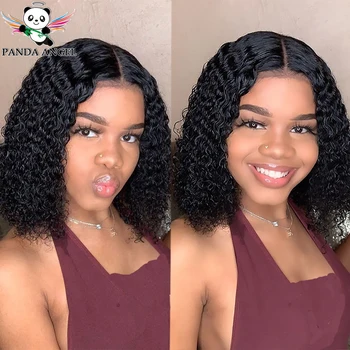 

Short Curly Bob Wigs 13*4 Indian Kinky Curly Lace Front Human Hair Bob Wigs 150% Pre-Plucked Remy Lace Frontal Bob Wigs Panda