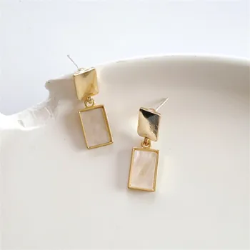 

2020 Classic Drop Earrings Titanium Steel Rectangle Geometric Design Trendy Gold Color Dangle Earrings Jewelry