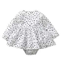 Newborn Baby Girls Clothes Lovely Baby Dots Rompers Dress Long Sleeve Round Neck Triangle Crotch Pants Baby Children's Clothing