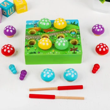 

Educational fishing toy "Worms under mushrooms" 8×19×16.5 cm