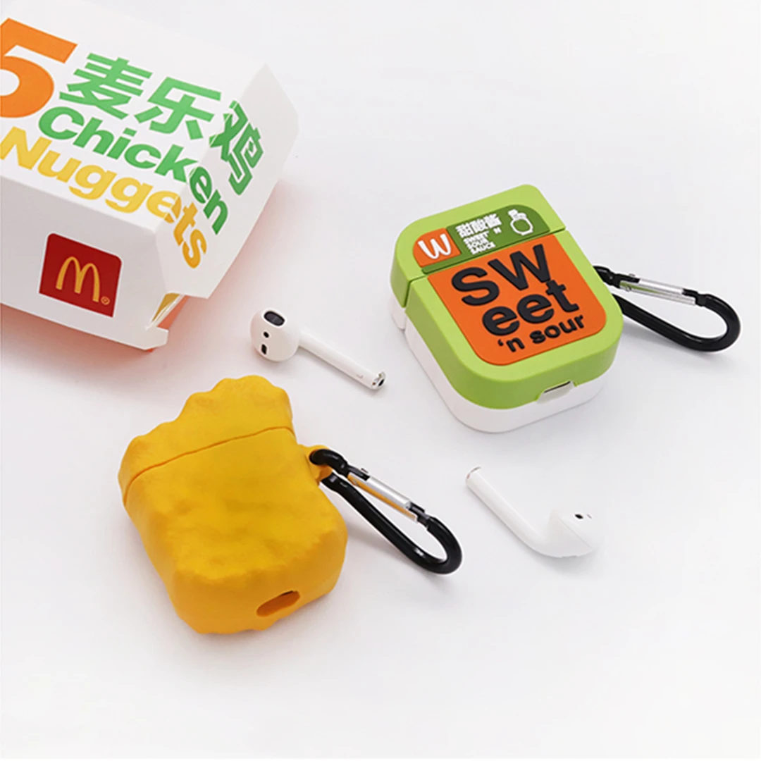 Вкусный 3D mcdonald's куриный блок Bluetooth беспроводной Airpods гарнитура чехол для гарнитура для Airpods защитные чехлы Shockprof