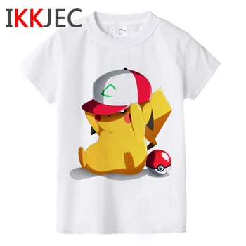 

Kawaii Pikachu Funny Cartoon T Shirt Children Pokemon Go Boys Girls T-shirt Cute Anime Casual Kids Tshirt Kawaii Top Tees Kid