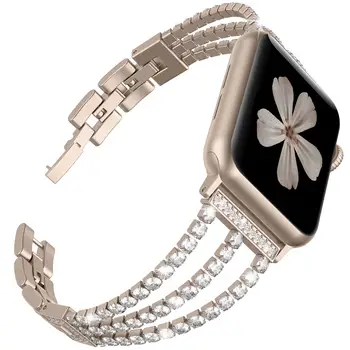 

Women Diamond Watch Strap For Apple Watch 38mm 42mm Series 5 3 2 1 Bracelet pulseira iWatch 4 40mm 44mm Stainless Steel strap