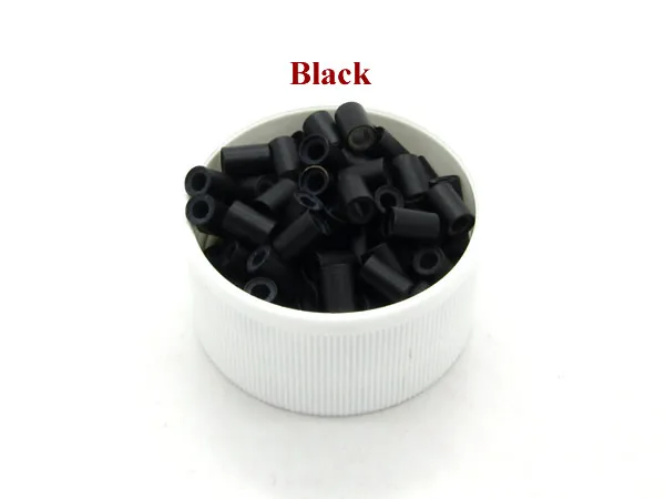 4.5*2.5*6.0mm 100Pcs Copper Micro Rings for Feather Extension Micro Silicone Ring/Links/Beads for I-tip Hair Extensions LZH0017 - Цвет: 1 Black 100pcs