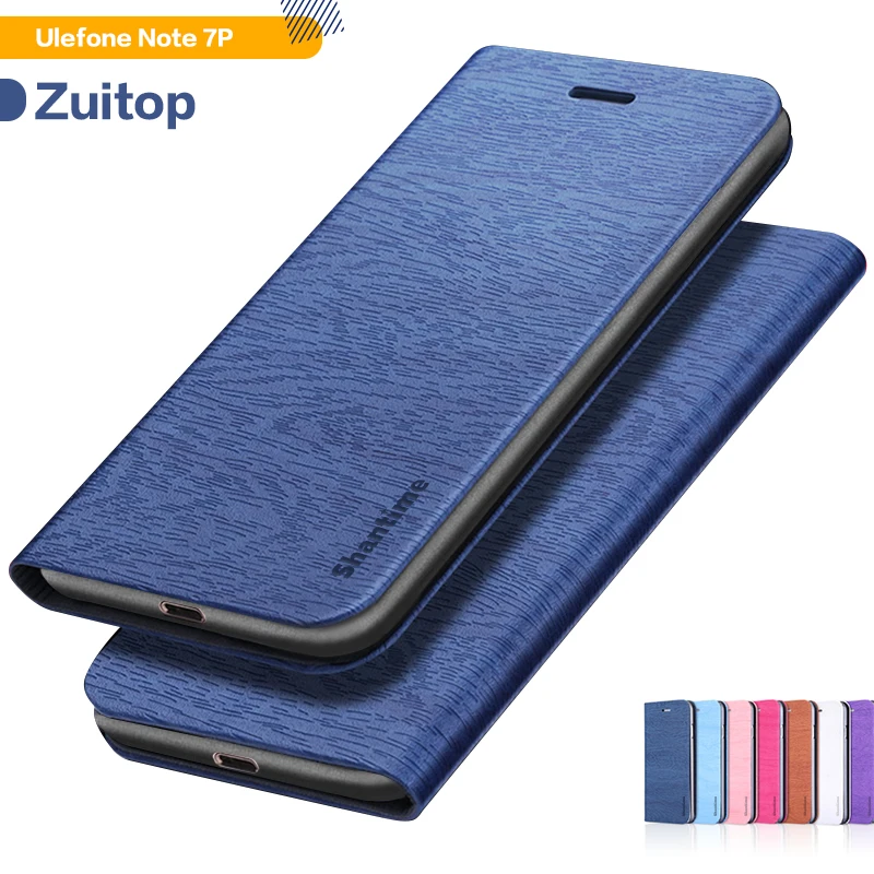 

Wood grain PU Leather Phone Case For Ulefone Note 7P Flip Case For Ulefone Note 7P Business Wallet Case Soft Silicone Back Cover