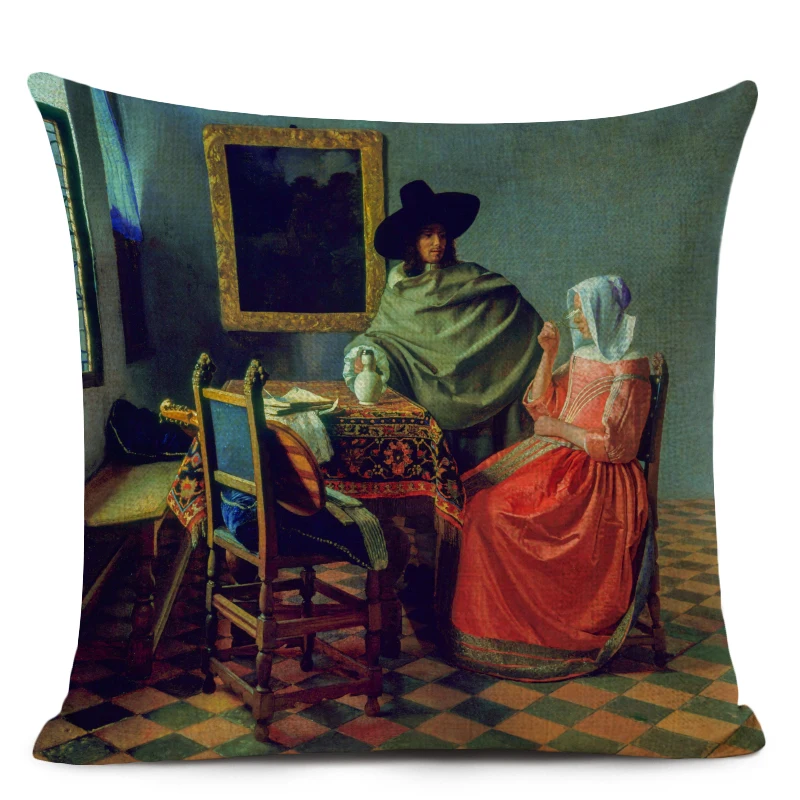 Vermeer, картина маслом, художественное украшение, наволочка для подушки, для девочек, с жемчугом, серьги, с принтом, наволочка, льняная наволочка для подушки, для домашнего декора