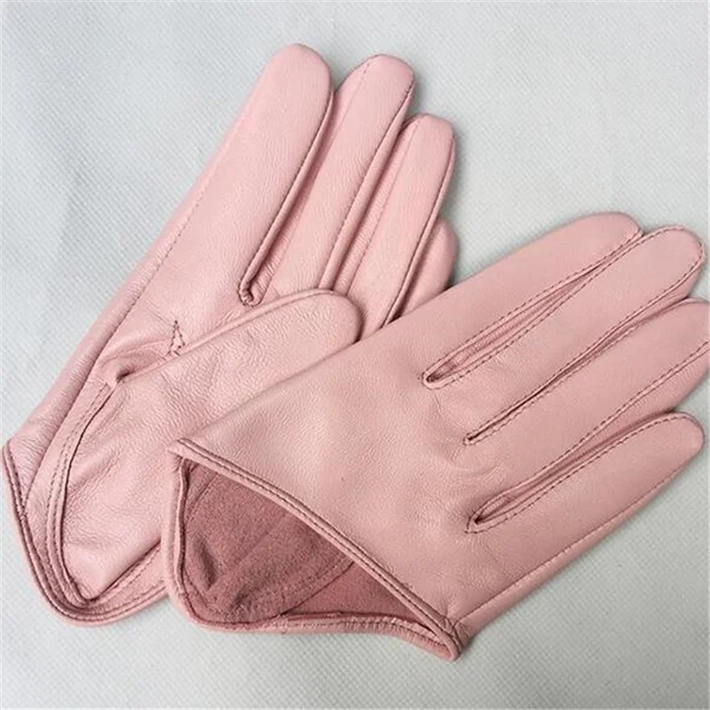 Pure Sheepskin Genuine Leather Woman Gloves Short Style Black Elegance