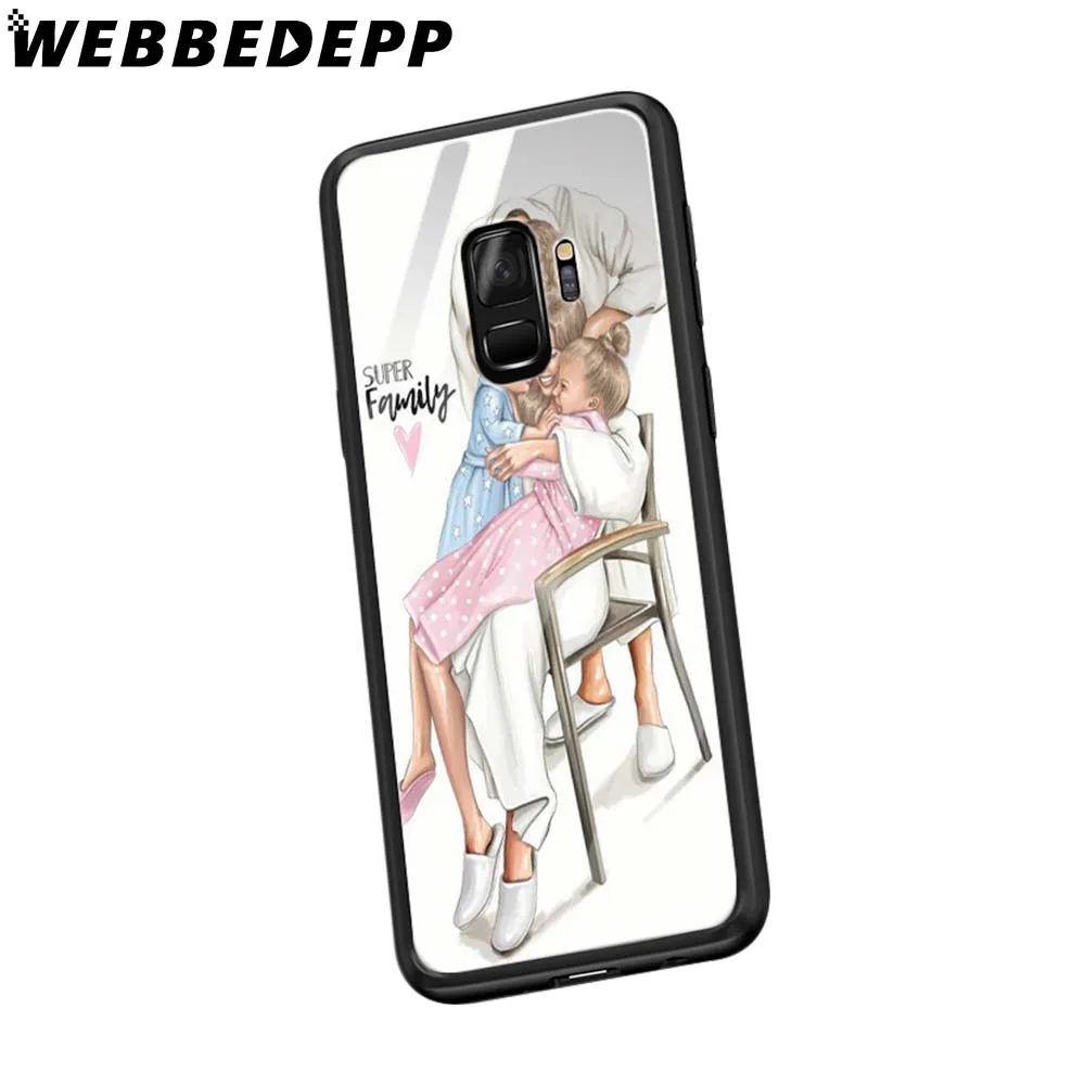 WEBBEDEPP мама папа ребенок семья закаленное стекло чехол для Samsung Galaxy S8 S9 S10 Plus S7 Edge Note 8 9 A10 A20 A50 A70 крышка