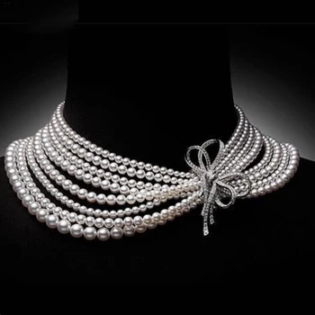 

Planet Pearl short necklace multi-ring chain female pearl fashion necklace niche ins style luxury collar birthday gift