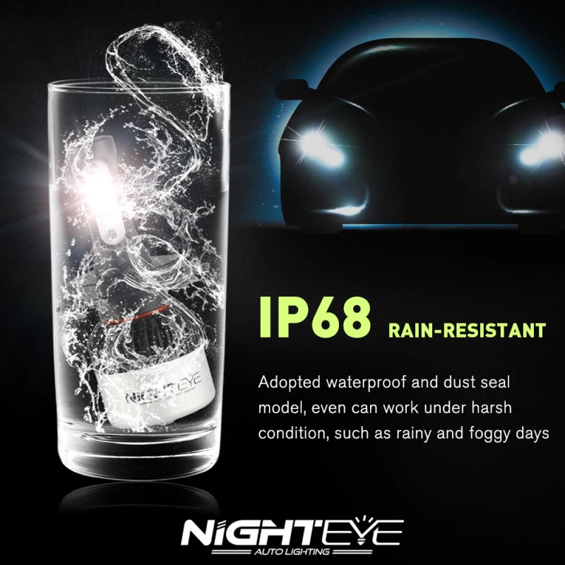 NIGHTEYE H1 H4 H7 H8 H11 9005 9006 HB3 HB4 светодиодный фар автомобиля лампы 9000LM 6500K h1 12v 24v авто фары