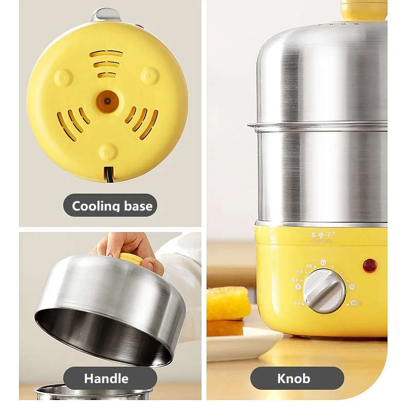 220V 2 Layers Household Electric Steamer Stainless Steel Portable Egg Cooker Food Breakfast Steaming Cooking Machine Egg Boiler