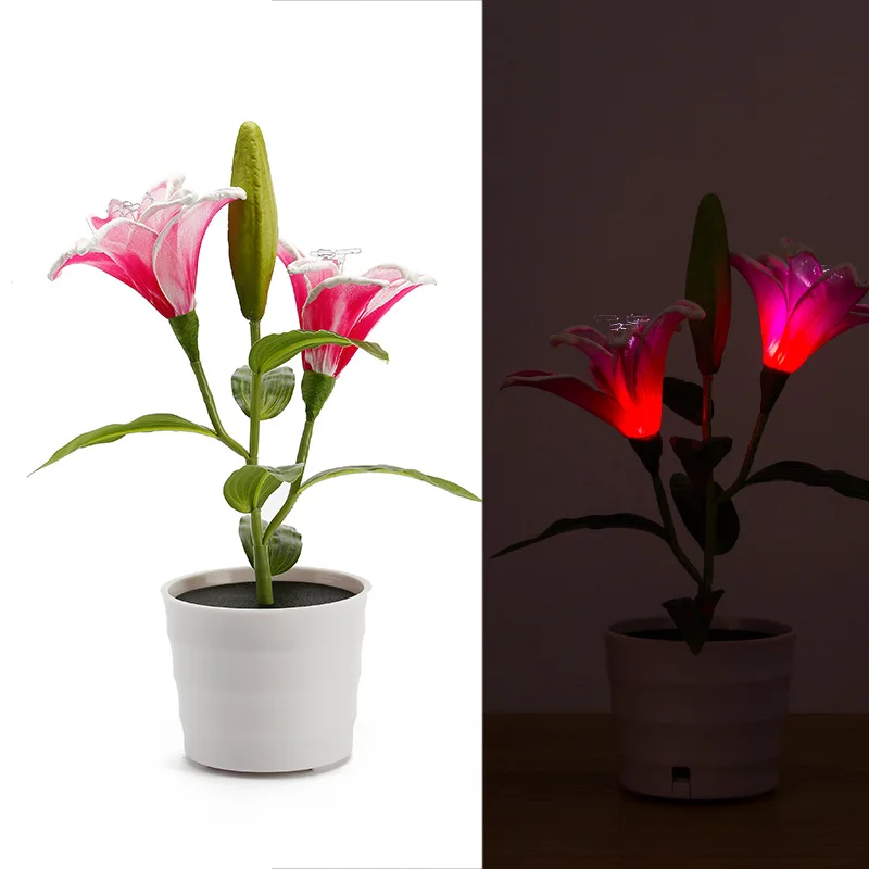 

2017 New Style Embroidery for Stockings 2LED Lily Festive Lantern Model High Translucent LED Lily bonsaii deng New Style Lamp