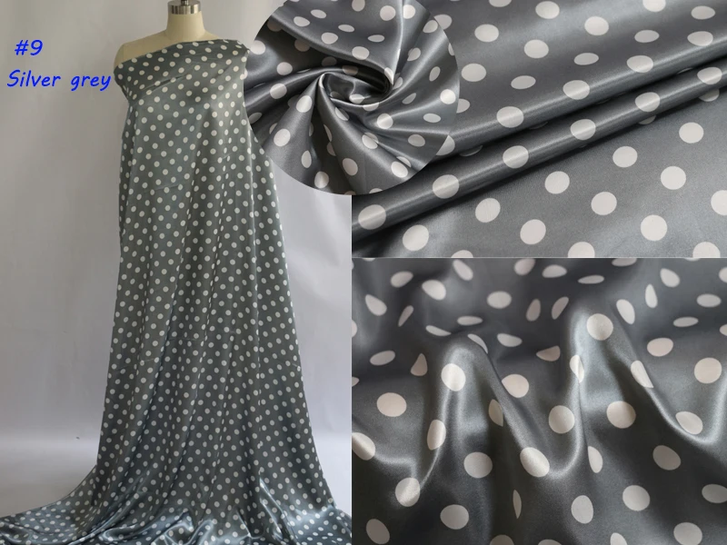 1 미터 X 1.48 미터 폴카 도트 패브릭 새틴 Charmeuse 소프트 라이닝 스카프 Diy Tissu