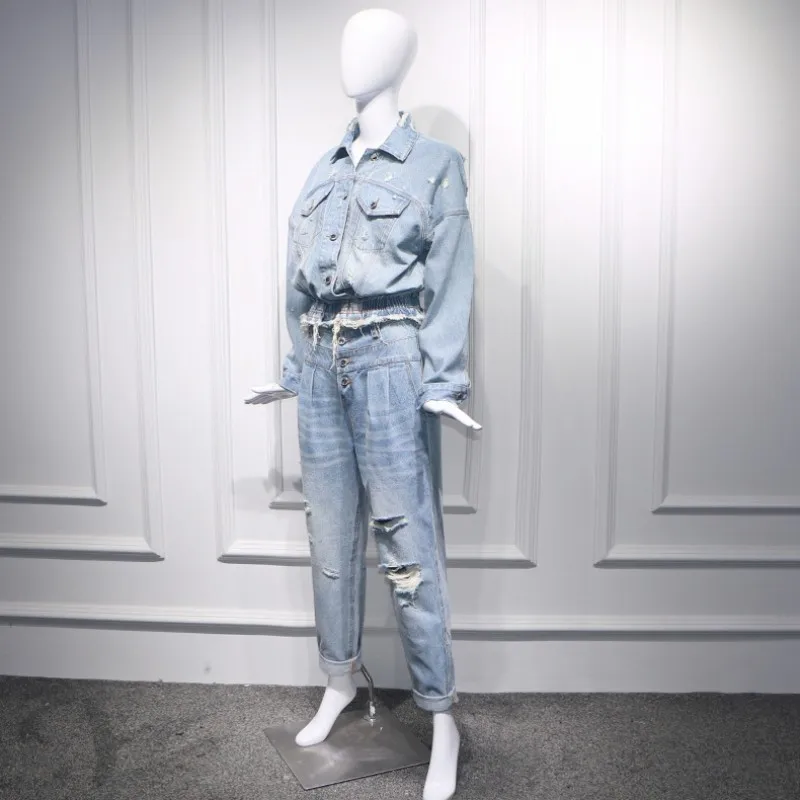 Новинка 2020 женские осенне зимние джинсовые куртки и джинсы два предмета модные