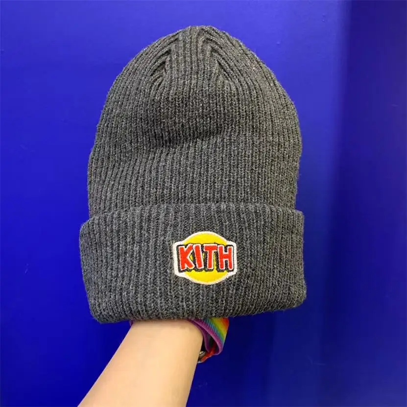 KITH вышивка зимние шапки бини для женщин мужчин без полей часы Docker череп кепки капот вязаные хип хоп Акриловые с манжетами Skullies