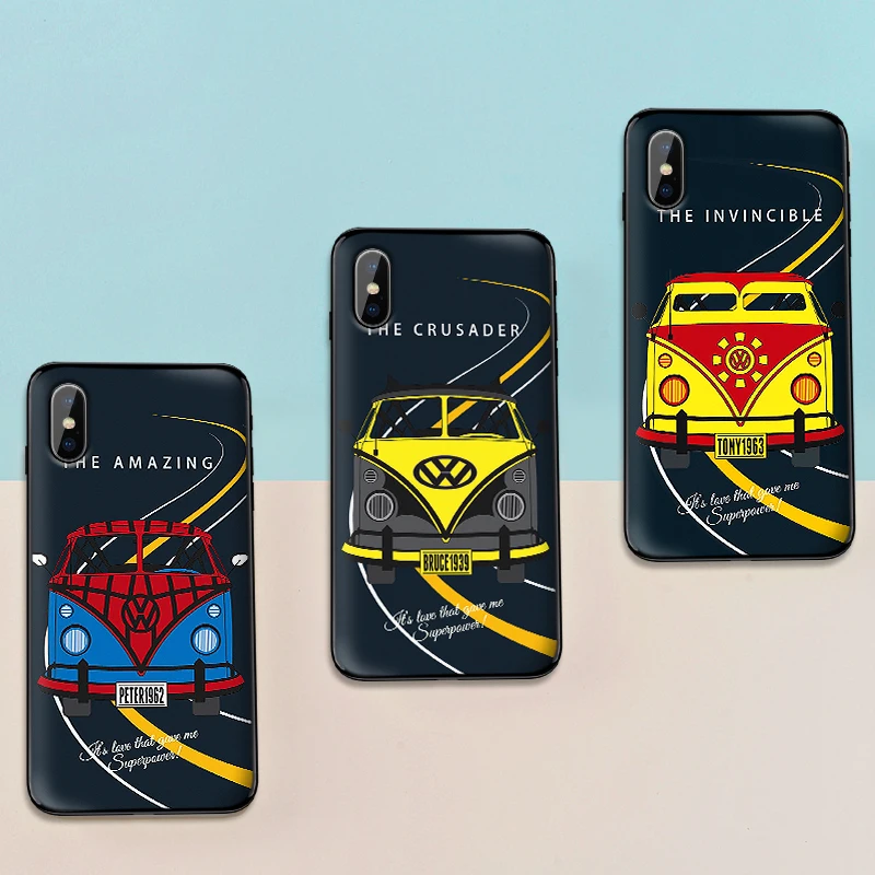 Ретро супергероев marvel vw роскошный черный чехол для samsung A3 4 5 6 plus A8 9 A10 A20 30 A40 50 A60 A70 M40 J6 крышка